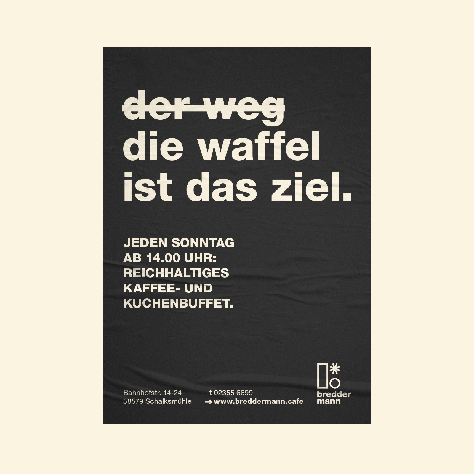A87 Design Büro, Lüdenscheid, Werbeagentur, Grafik, Plakat, Kommunikation, Corporate Design, Branding, Markendesign, Logo, UX / UI Design, Interface, Front-End, Kampagne, Plakat, Webdesign, Sauerland, Fotoshooting, Breddermann, Kunst- und Kulturcafe, Gastronomie, Restaurant, Schalksmühle, NRW, Nordrhein-Westfalen